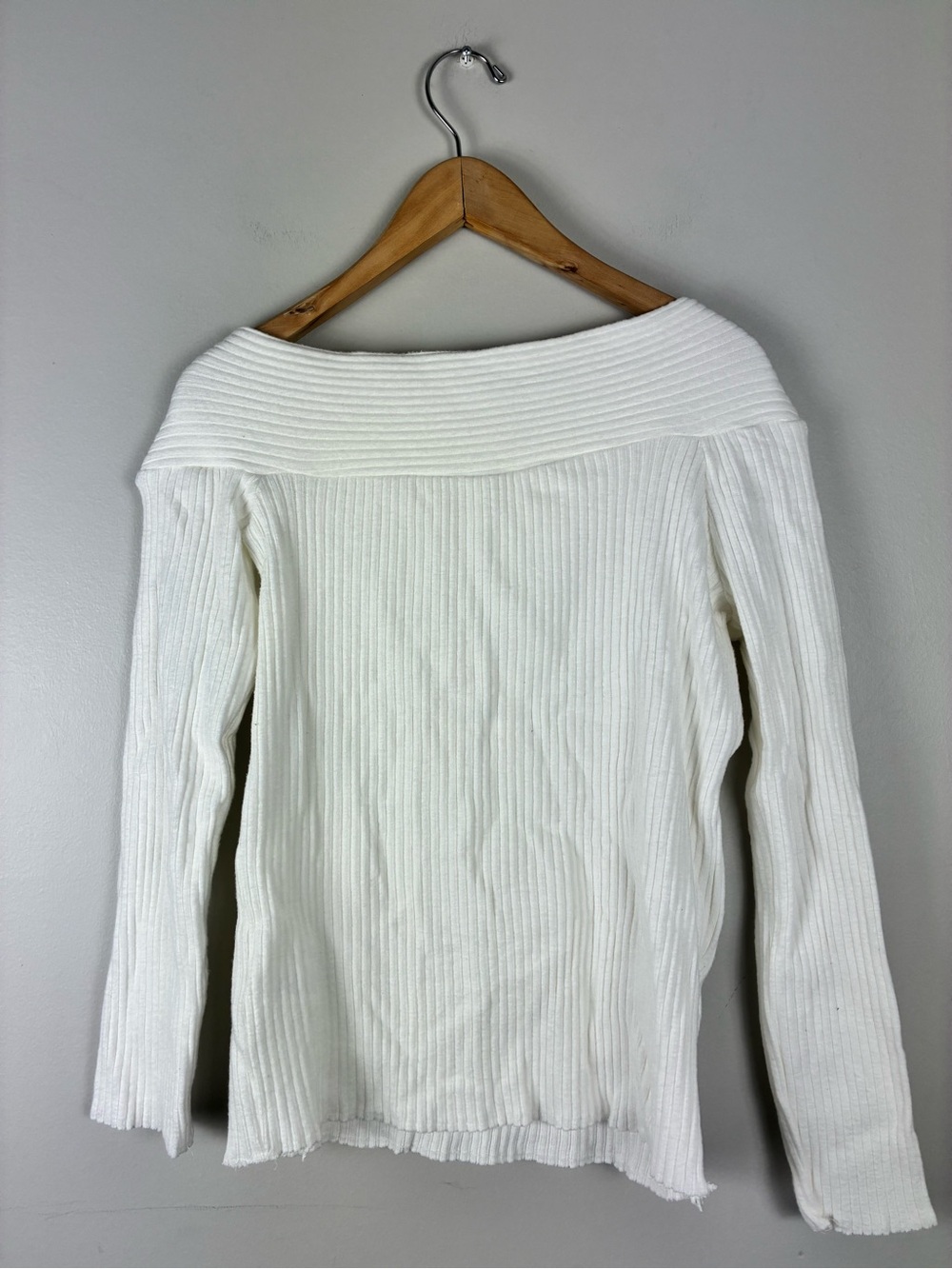 Zara Off-Shoulder Ribbed Sweater Top Ivory Casual NEW M Long Sleeveless Preppy - Picture 4 of 8